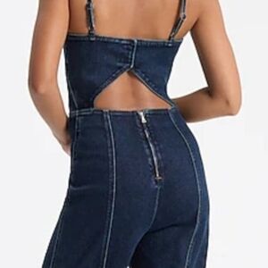 Denim Back Cutout Hyper Sculpt Wide Leg Jumpsuit